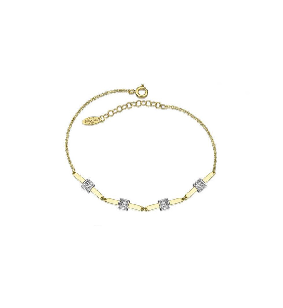 Womens two-tone Bracelet with white zircons K9.