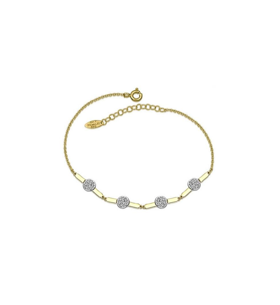 Womens two-tone Bracelet with white zircons K9.