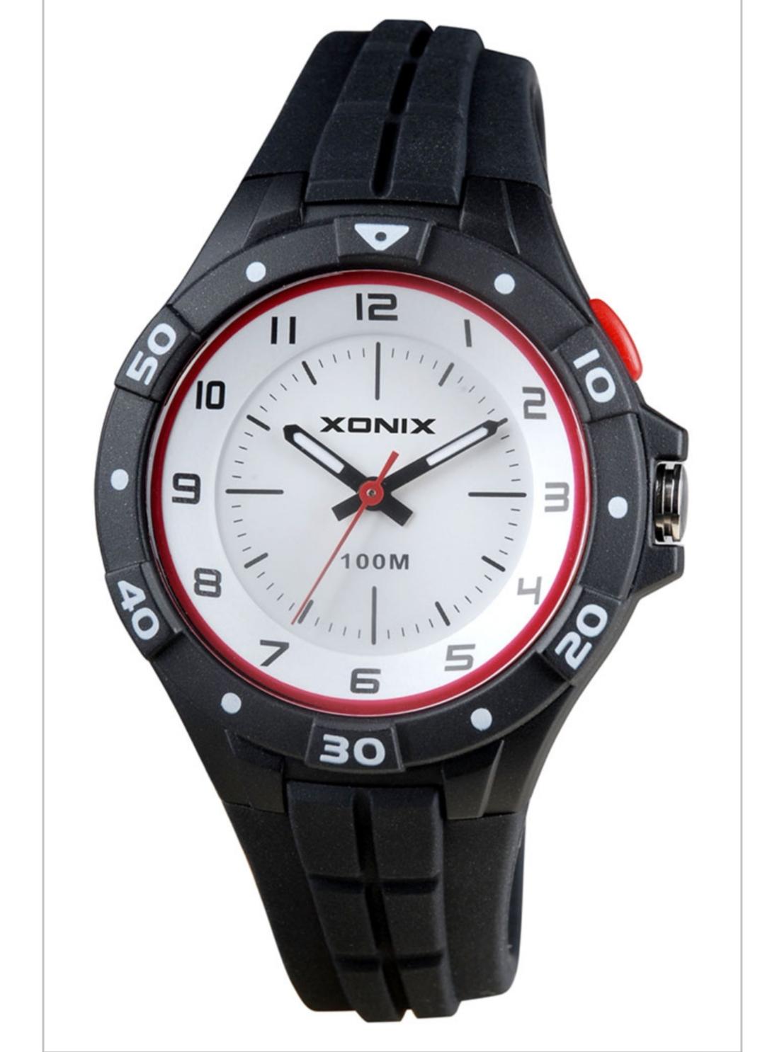 Παιδικό ρολόι Xonix με λευκό καντράν και μαύρο καουτσούκ λουράκι AAH-007.