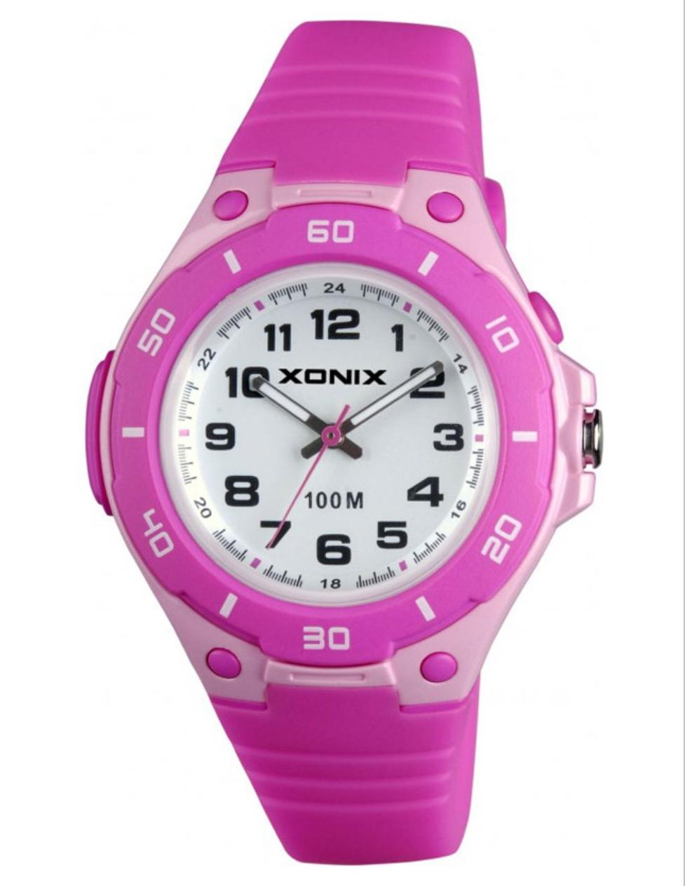 Παιδικό ρολόι Xonix με λευκό καντράν και ροζ καουτσούκ λουράκι TT-002.