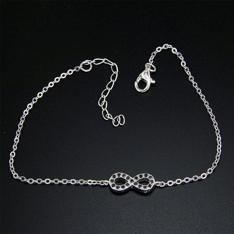 Womens 925 ° silver bracelet in infinity shape decorated with black zircons.