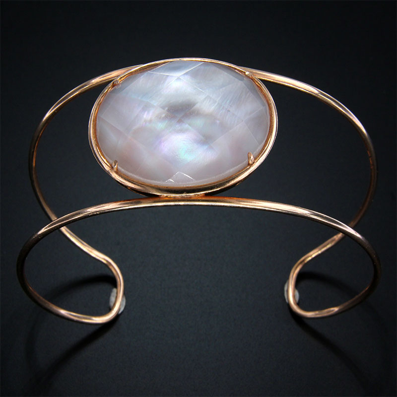 Womens silver bracelet with rose gold plating 925 ° decorated with Rose Quartz.