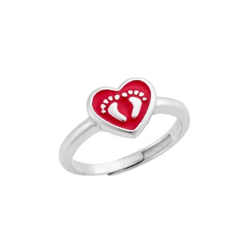 Παιδικό ασημένιο δακτυλίδι 925° σε σχήμα καρδίας διακοσμημένο με σμάλτο.