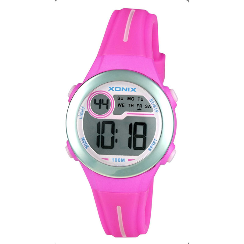 Παιδικό ρολόι Xonix με ψηφιακό καντράν και ροζ καουτσούκ λουράκι.