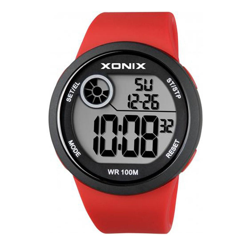Xonix Ψηφιακό Ρολόι Χρονογράφος με Καουτσούκ Λουράκι σε Κόκκινο χρώμα.