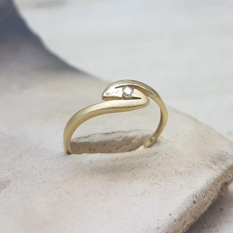 Δαχτυλίδι από χρυσό Κ14 και ζιργκόν 
