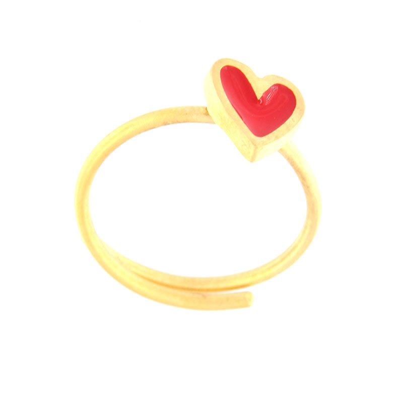 Παιδικό ασημένιο δακτυλίδι 925° σε σχήμα καρδιάς διακοσμημένο με σμάλτο.