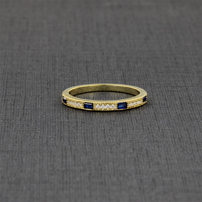 Γυναικείο ασημένιο επίχρυσο Σειρέ δαχτυλίδι 925° διακοσμημένο με μπλε και λευκά ζιργκόν.