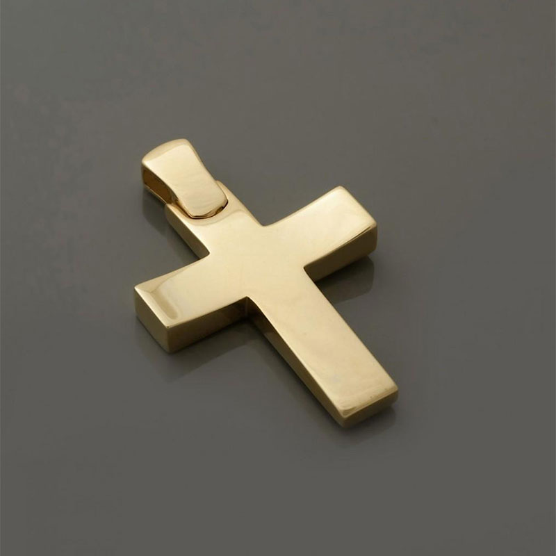 Παιδικός χρυσός βαπτιστικός Σταυρός για Αγόρι Κ14 με ματ επιφάνεια από το εργαστήριο Valoro.