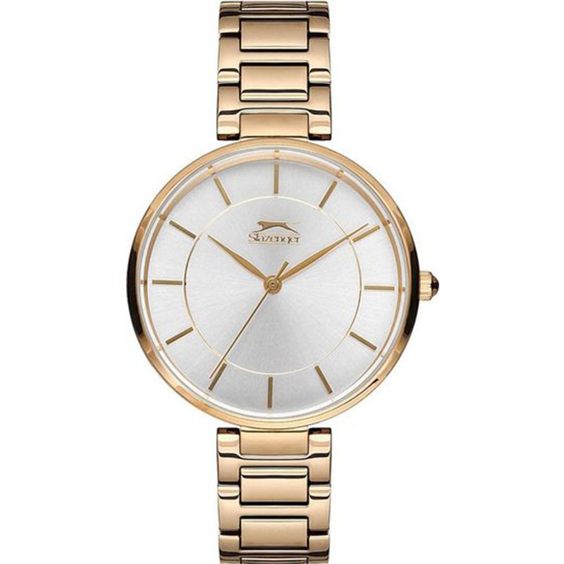 Γυναικείο ρολόι Slazenger με χρυσό μπρασελέ και λευκό καντράν SL.9.6108.3.03.
