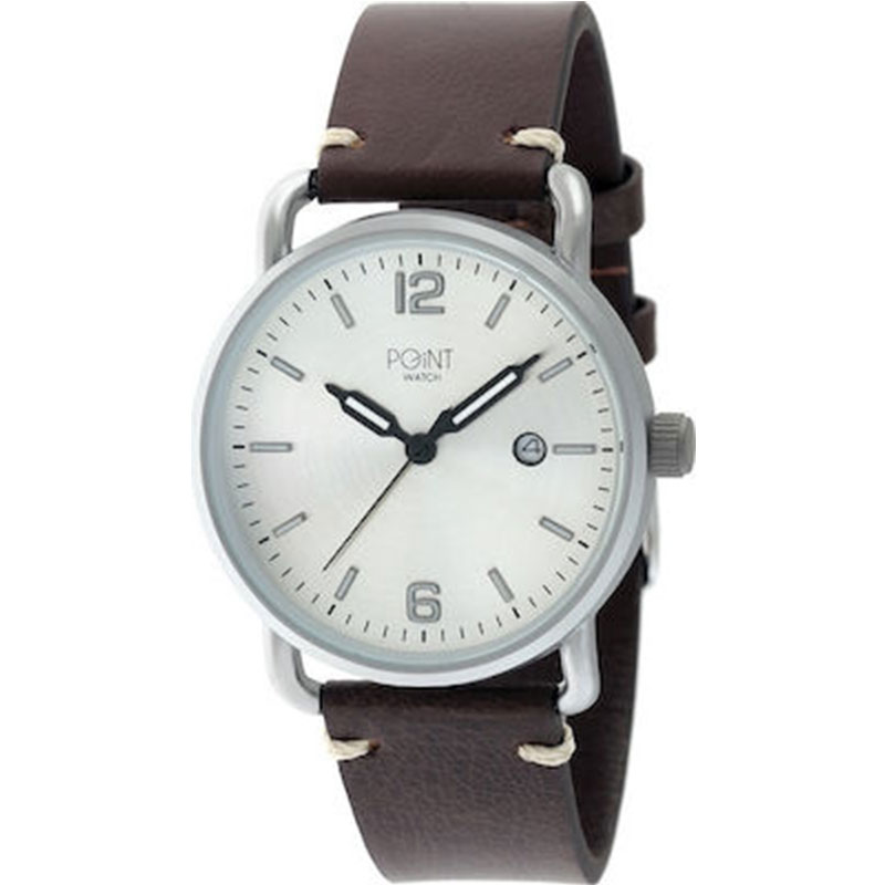 Womens Point Artemis Watch with white dial and brown leather strap SK24.