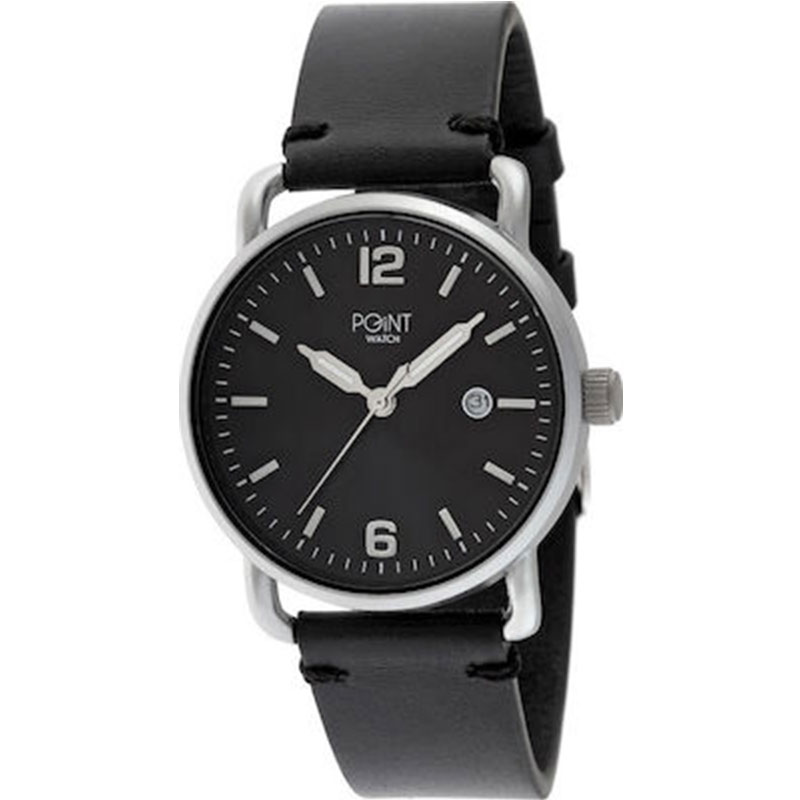 Womens Point Artemis Watch with black dial and leather strap SK25.