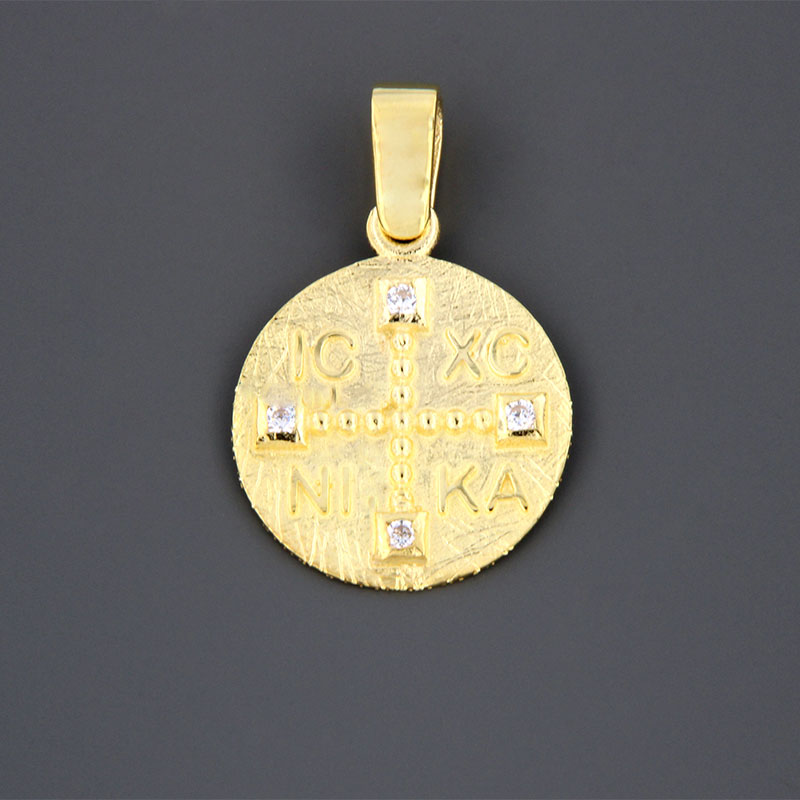 Χειροποίητο χρυσό Κωνσταντινάτο για Κορίτσι Κ9 διακοσμημένο με λευκά ζιργκόν.
