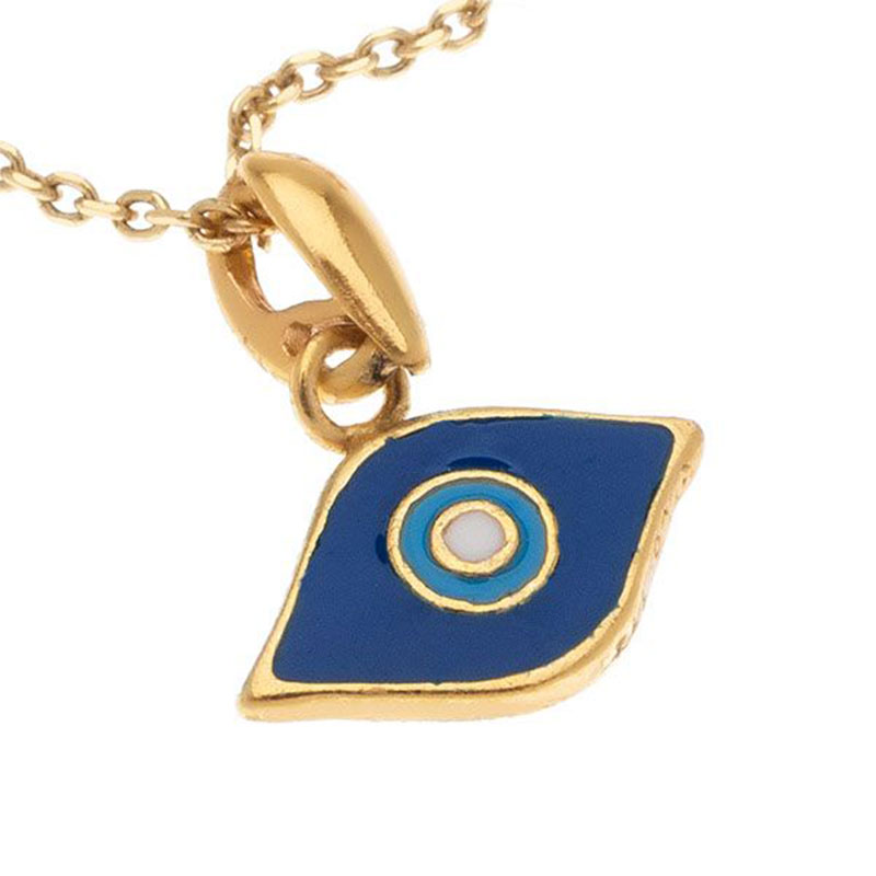 Womens silver gold plated pendant Eye with 925 ° chain decorated with blue and light blue enamel.