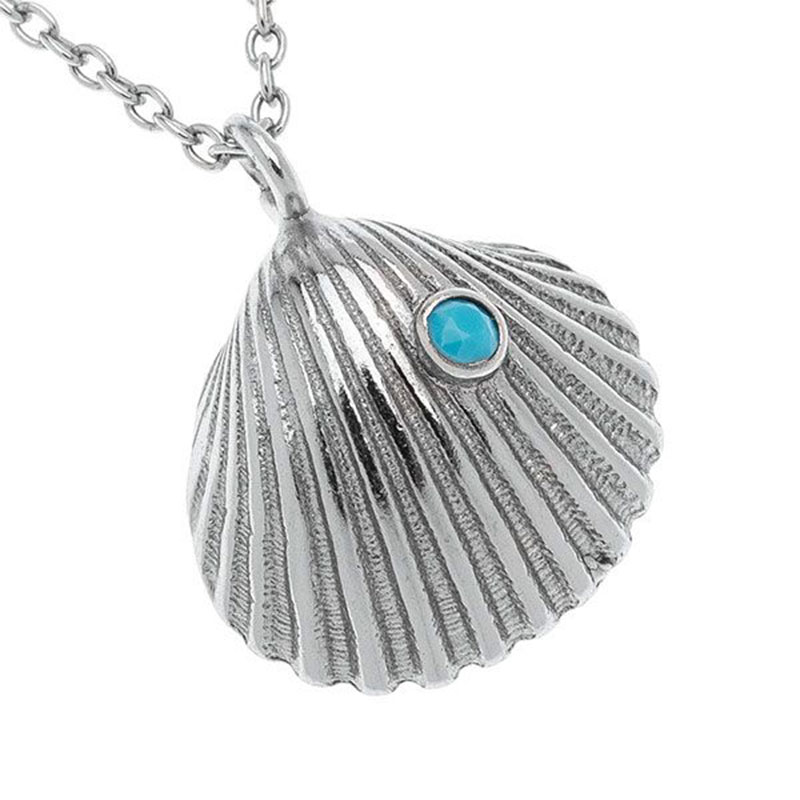 Womens necklace made of 925 ° silver with Shell decorated with turquoise blue.