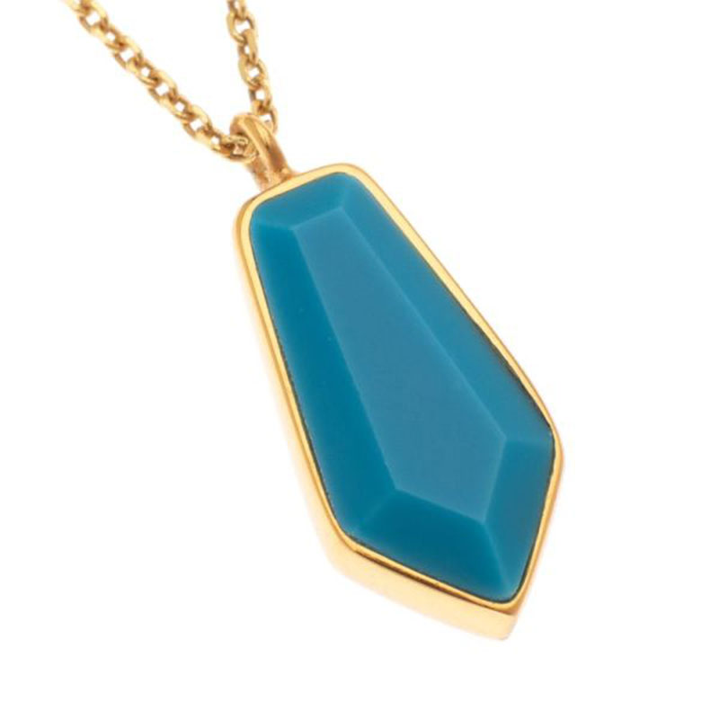 Womens silver gold plated pendant with 925 ° chain decorated with turquoise crystal.