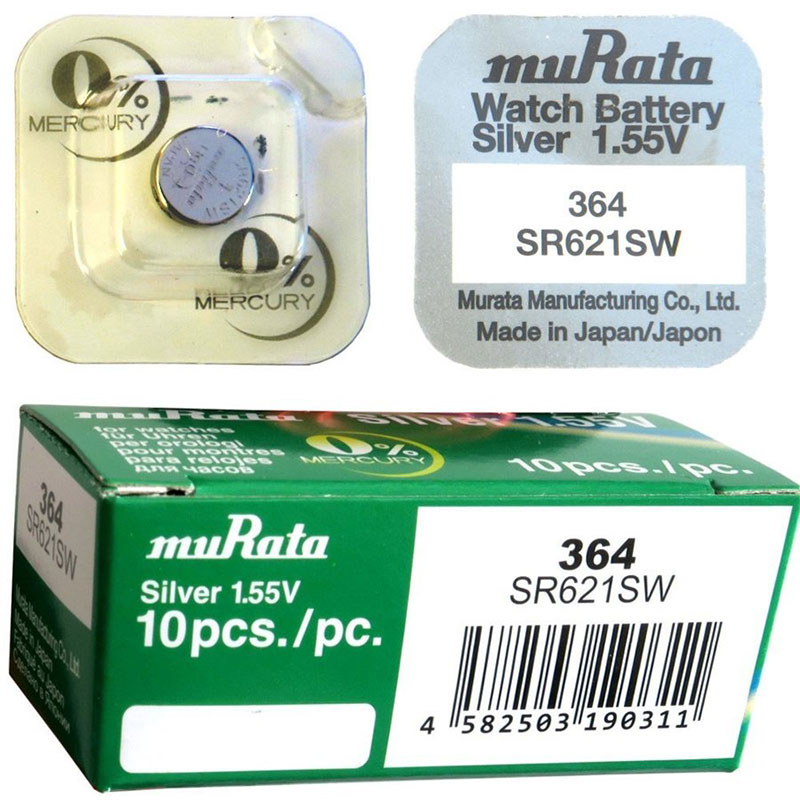 Murata 364/SR621SW Μπαταρία Silver Oxide Ρολογιών 1.55V 10τμχ.