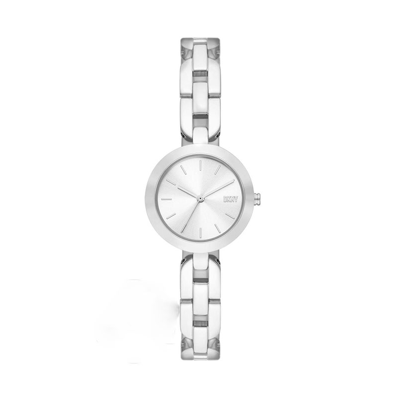 Γυναικείο ρολόι DKNY από ανοξείδωτο ατσάλι με λευκό καντράν και ασημί μπρασελέ NY6626.