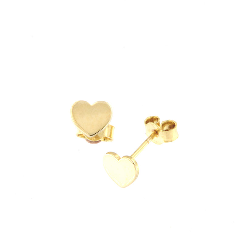 Παιδικά χειροποίητα χρυσά σκουλαρίκια Κ9 σε σχήμα Καρδιάς με λουστρέ επιφάνεια.