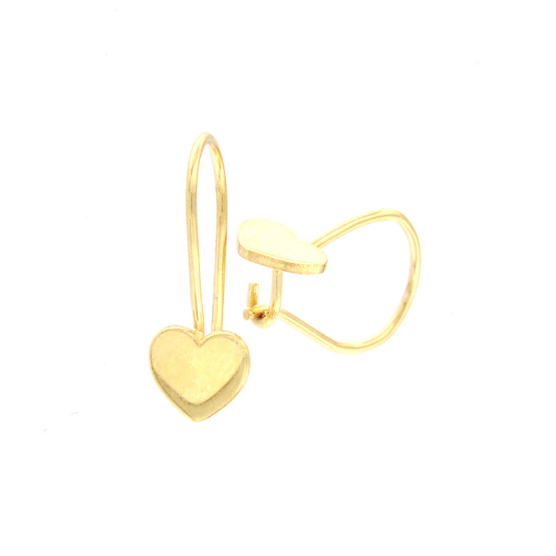 Παιδικά χειροποίητα χρυσά σκουλαρίκια Κ9 σε σχήμα Καρδιάς με λουστρέ επιφάνεια.