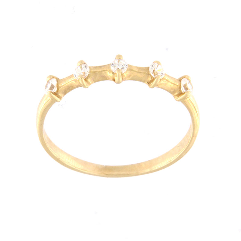Γυναικείο Σειρέ δαχτυλίδι από κίτρινο χρυσό Κ14 διακοσμημένο με λευκά ζιργκόν.