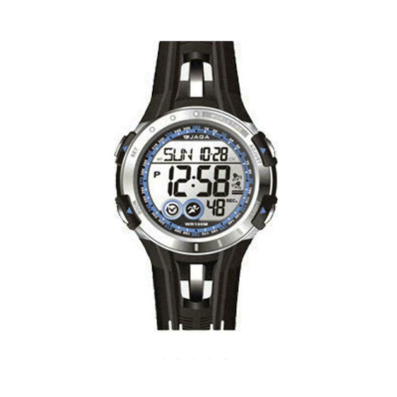 Ανδρικό ρολόι JAGA με ψηφιακό καντράν και μαύρο καουτσούκ λουράκι.