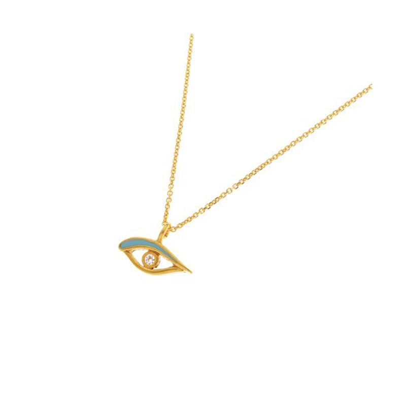 Womens silver plated gold plated Eye pendant with 925 chain decorated with enamel.