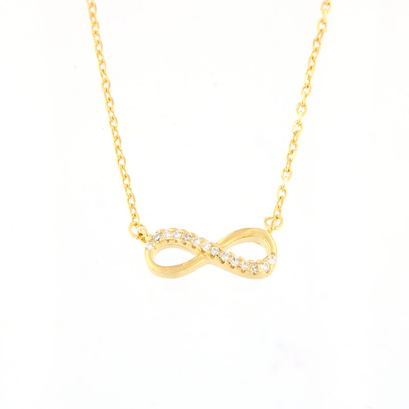 Womens silver gold plated pendant Infinity 925 decorated with white zircons.