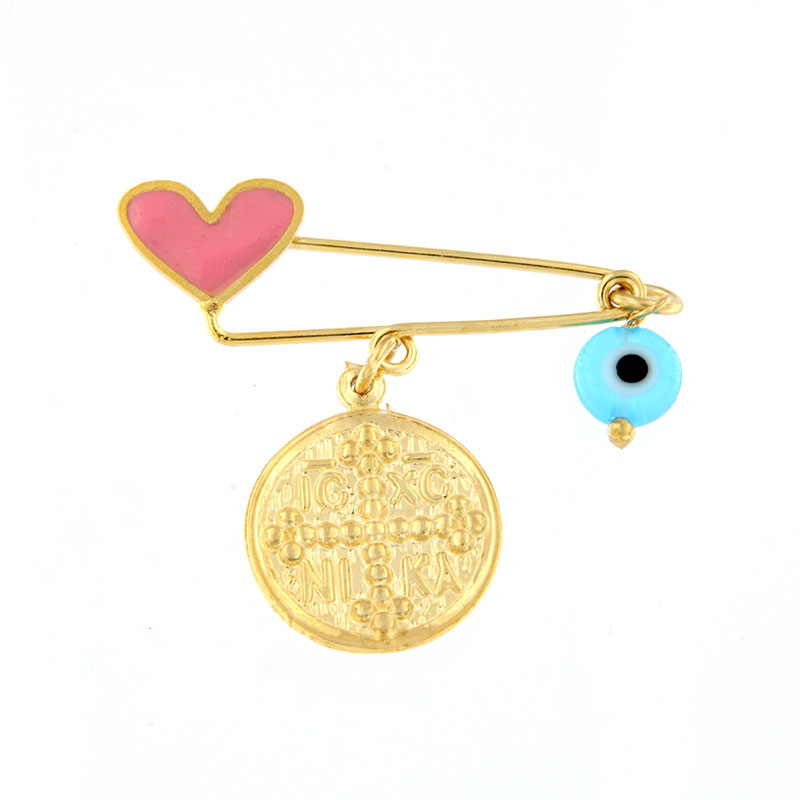 Childrens silver plated safety pin for girl 925 with gold plated gold plated safety pin and peephole.