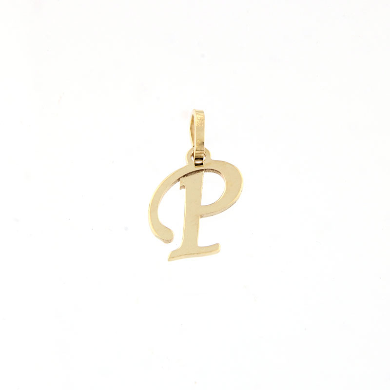 Womens handmade gold monogram (P) on a lacquered surface K14.