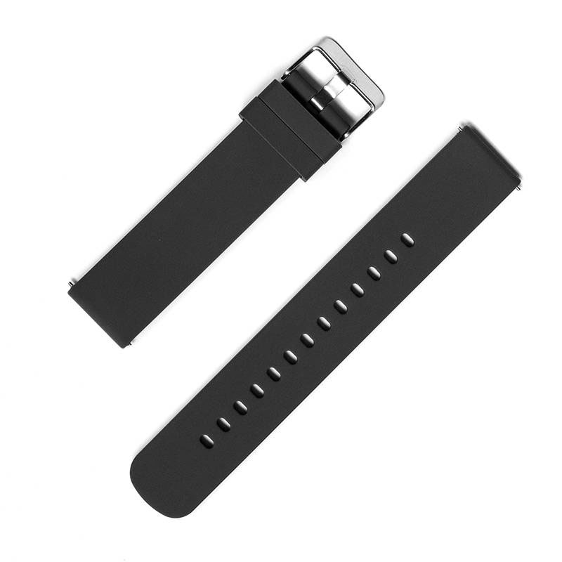 Silicone strap Black with smooth surface 18mm.