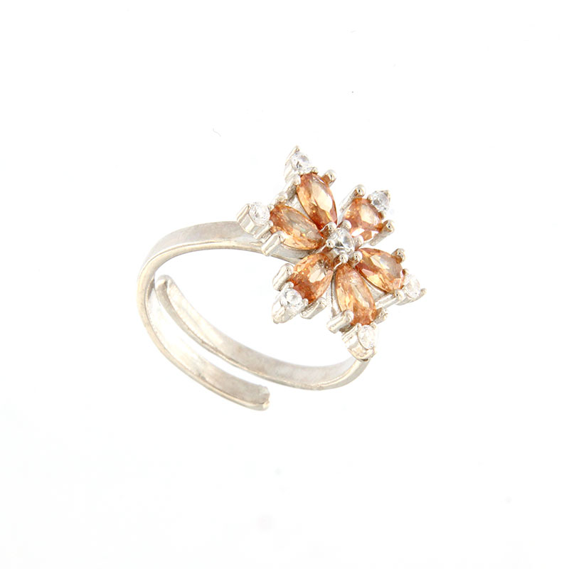 Womens silver ring 925 decorated with salmon and white zircons.