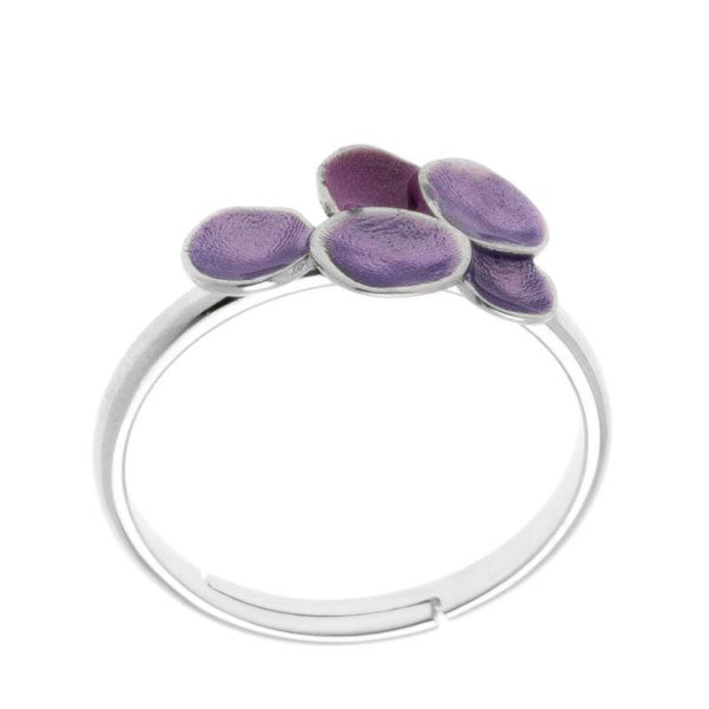 Womens silver ring 925 decorated with purple enamel.