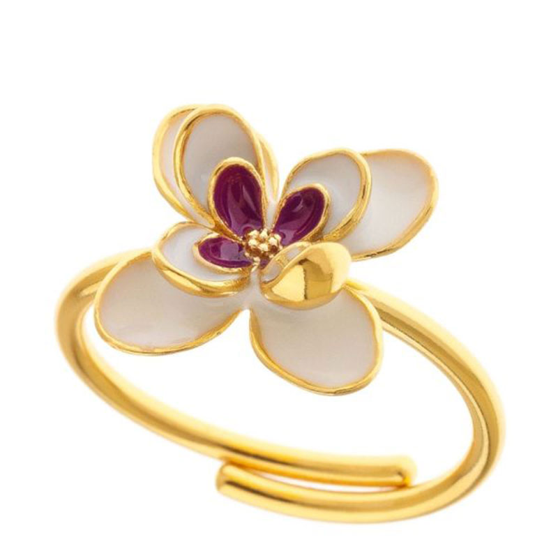 Womens silver gold plated ring 925 decorated with enamel.