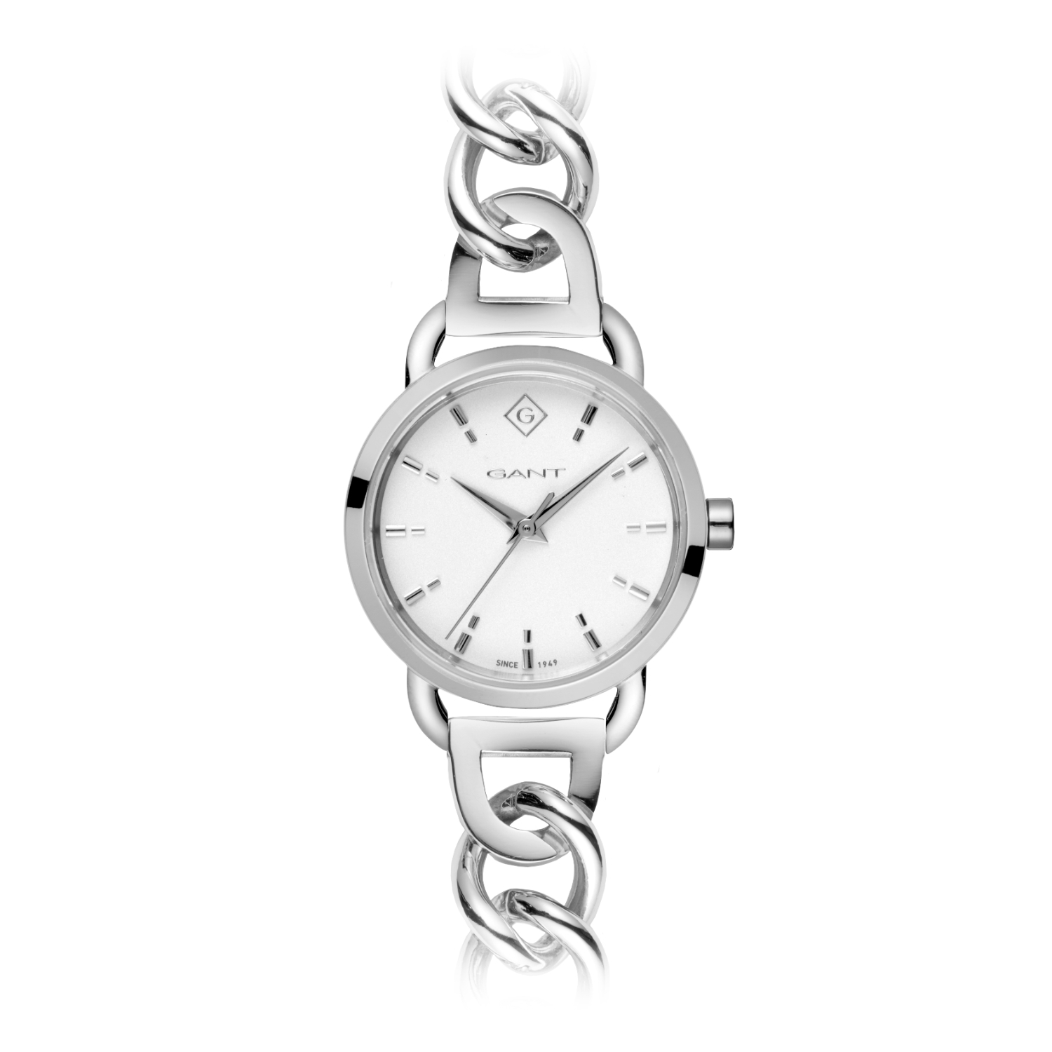 Γυναικείο ρολόι Gant από ανοξείδωτο ατσάλι με λευκό καντράν και μπρασελέ.