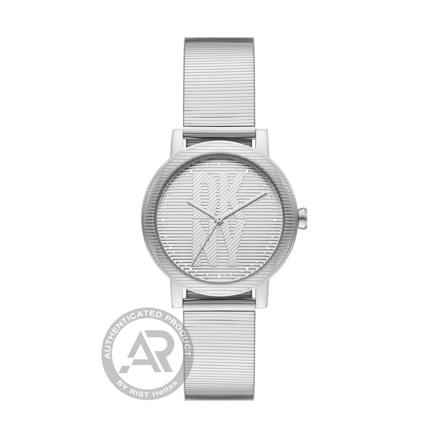 Womens DKNY SOHO watch in silver stainless steel with silver dial and bracelet.