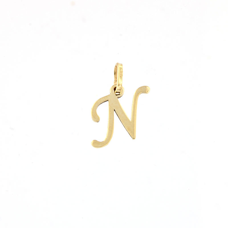 Womens handmade gold monogram (N) on a lacquered surface K14.