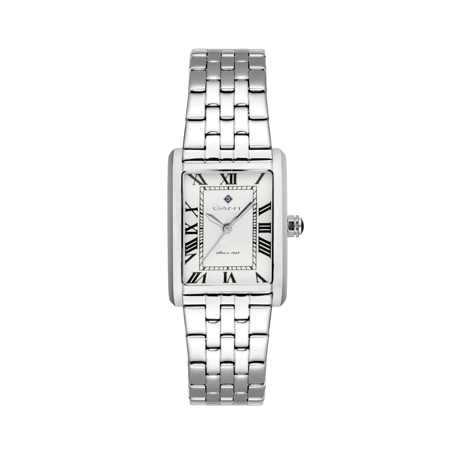 GANT womens watch in silver stainless steel with white dial and bracelet.