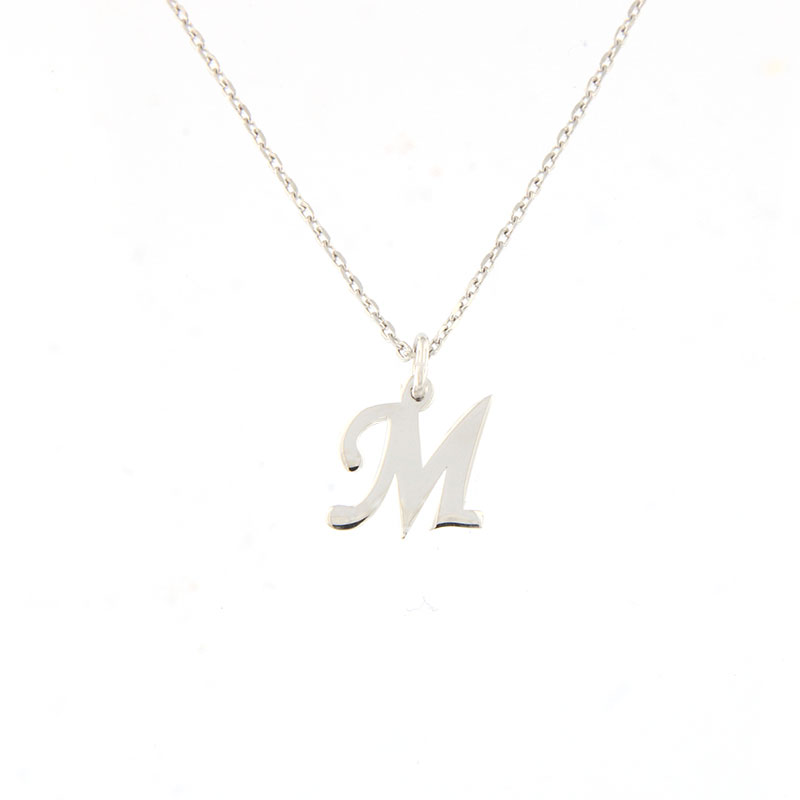 Womens silver monogram (M) with 925 chain.