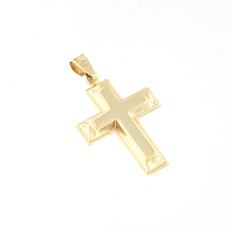Mens 9K Gold Cross with polished surface.