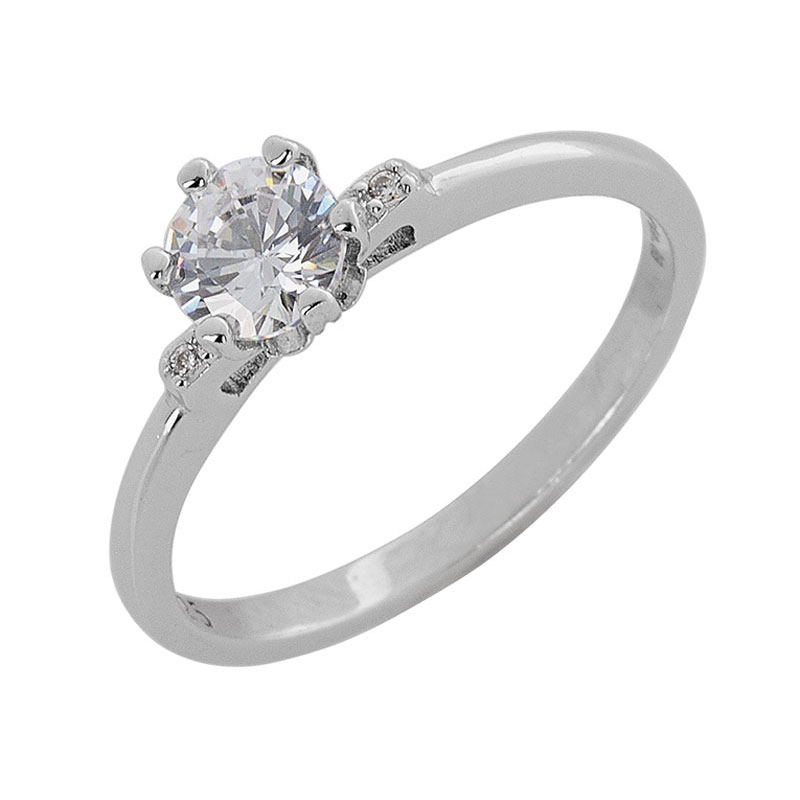 Womens Silver Monobloc Silver Plated Ring 925° with White Zirconia.