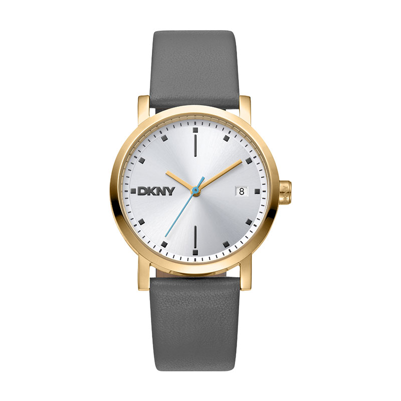 Γυναικείο Ρολόι DKNY – Χρυσή Κάσα & Γκρι Δερμάτινο Λουράκι.