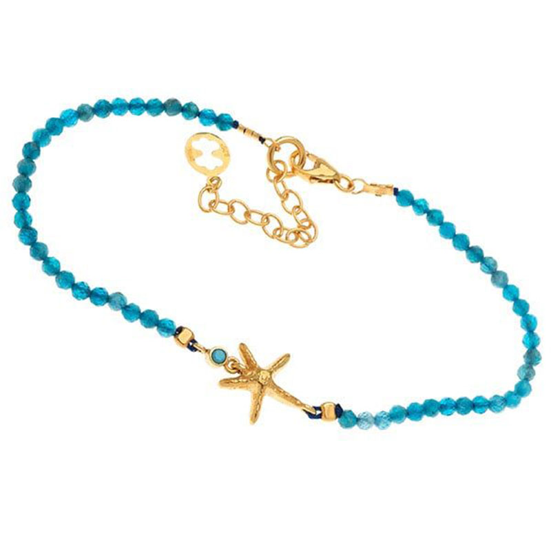 Γυναικείο Βραχιόλι από Επιχρυσωμένο Ασήμι 925° με Φυσικούς Απατίτες & Αστερία.