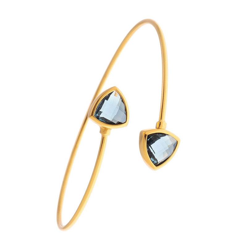 Γυναικεία Χειροπέδα από Επιχρυσωμένο Ασήμι 925° με Μπλε Κρύσταλλα Τριγωνικής Κοπής.