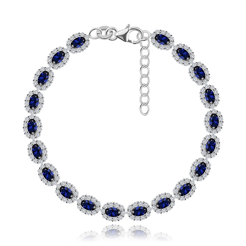  Βραχιόλι Ροζέτες με Μπλε & Λευκά Ζιργκόν – Ασήμι 925°.