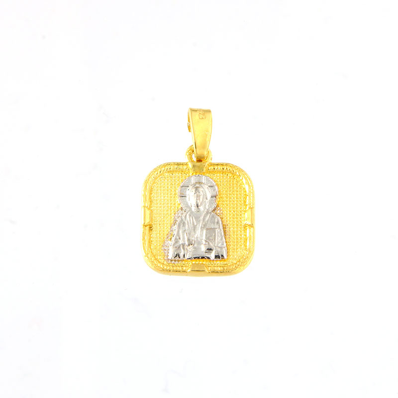 Ασημένιο Δίχρωμο Φυλαχτό με τον Χριστό & Κωνσταντινάτο – Ασήμι 925° για Αγόρι.