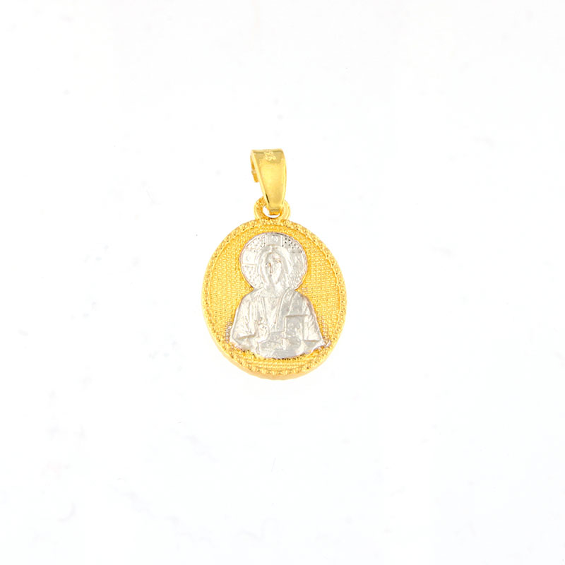 Ασημένιο Δίχρωμο Φυλαχτό με τον Χριστό & Κωνσταντινάτο – Ασήμι 925° για Αγόρι.