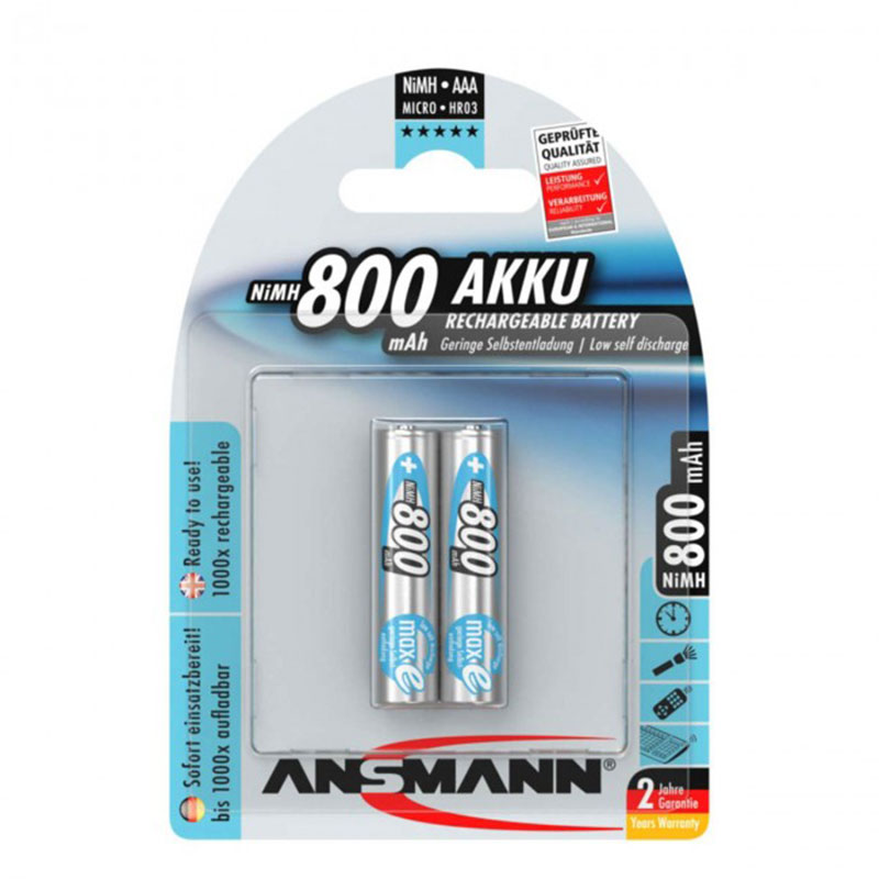 Ansmann Phone Επαναφορτιζόμενες Μπαταρίες AAA Ni-MH 800mAh 1.2V – Σετ 2 Τεμαχίων.