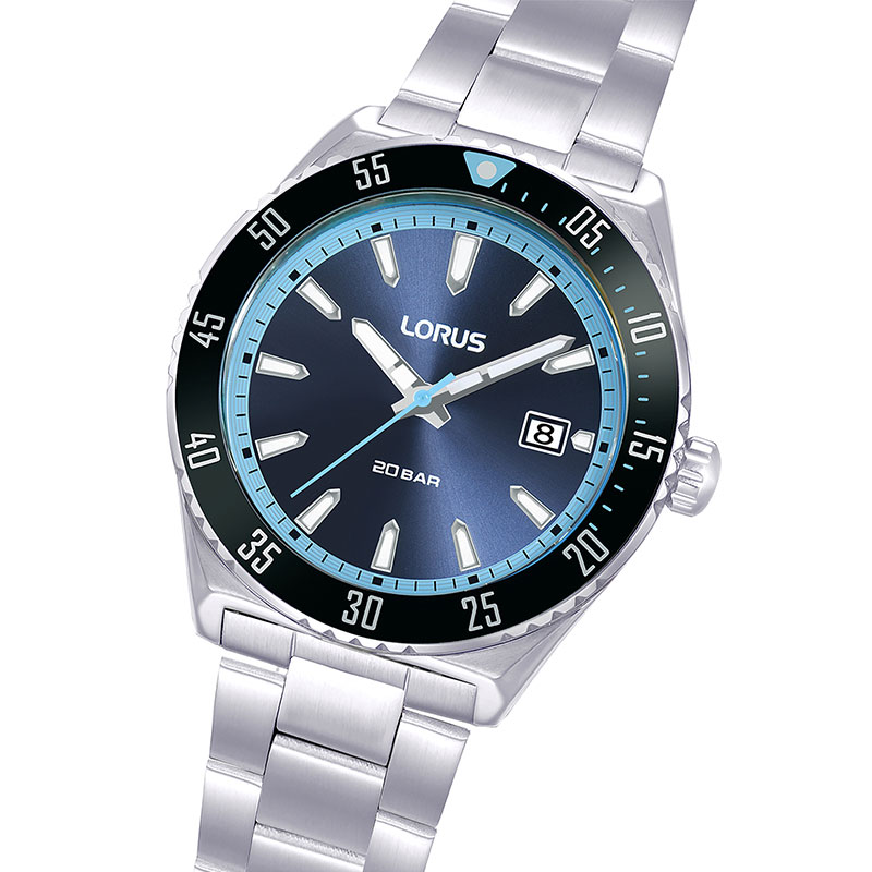 LORUS Mens Stainless Steel Watch with Blue Dial & Silver  display picture 1