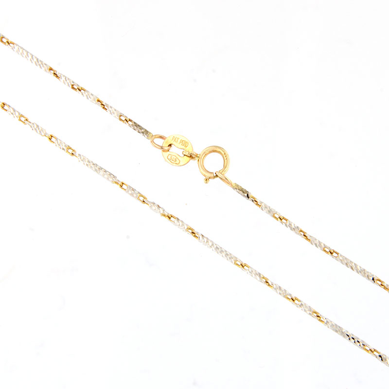 Αλυσίδα Κύλινδρος Μασίφ Στρογγυλή από Κίτρινο και Λευκό Χρυσό 14 Καρατίων 45 cm.